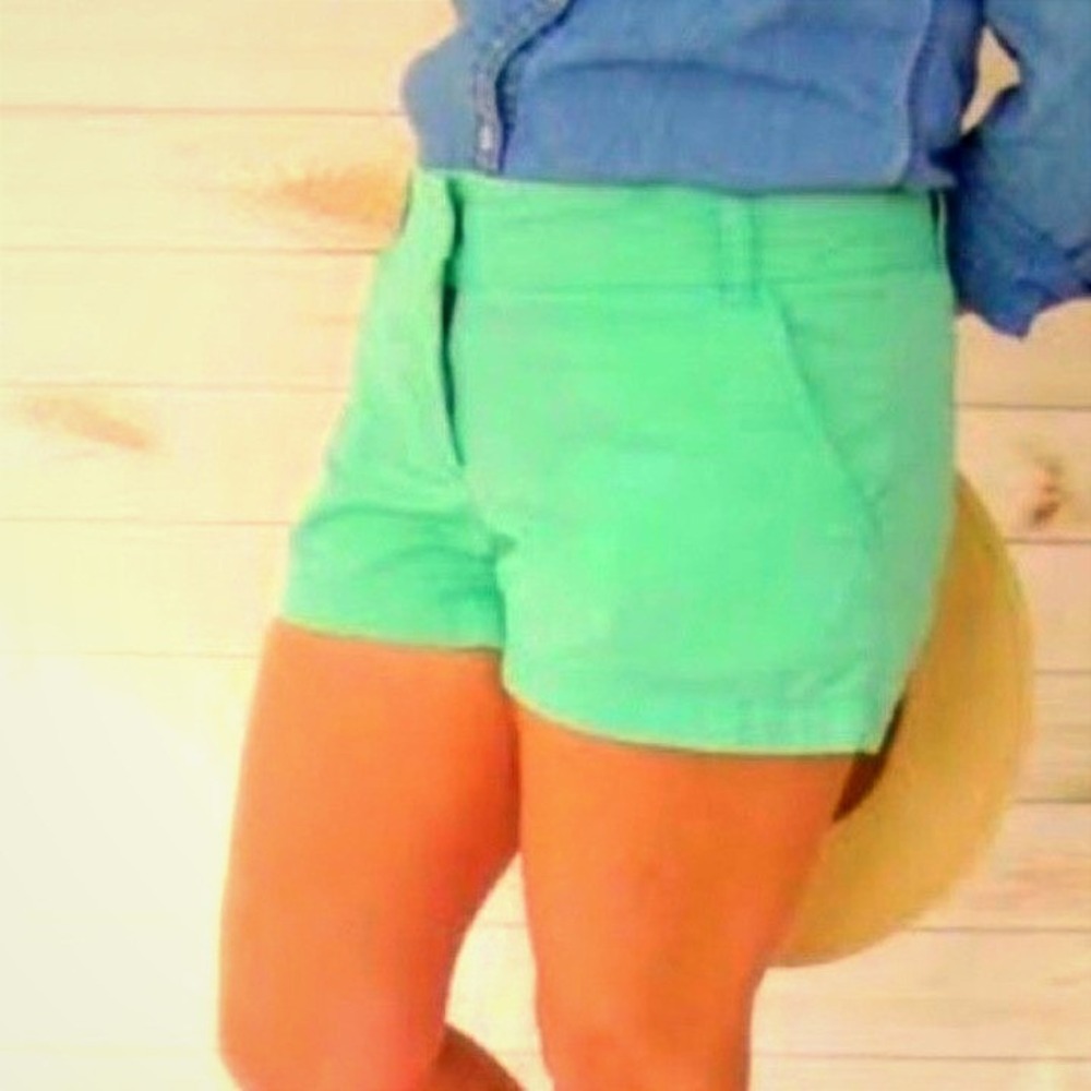 J. Crew Factory 100% Cotton Chino Broken-In Shorts, Size 4, Green, Beach Resort